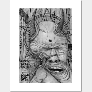 Abstract Uncoloured Devil Posters and Art